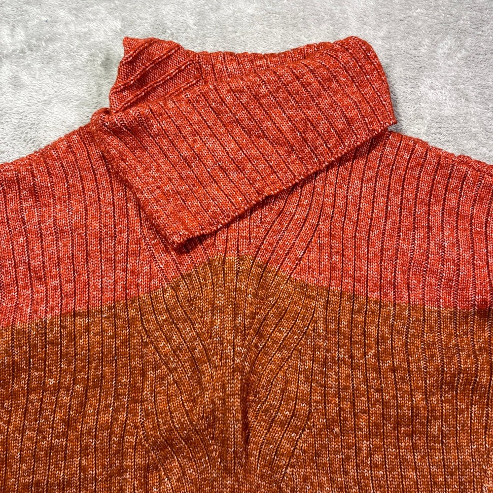 Democracy Women's Medium Color‎ Block Ribbed Knit Mock Neck Pullover Sweater